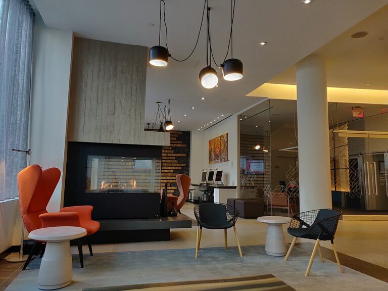 Building lobby with tenant directory