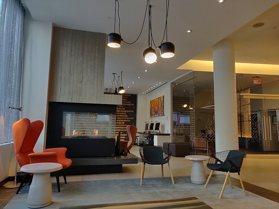 Building lobby with tenant directory