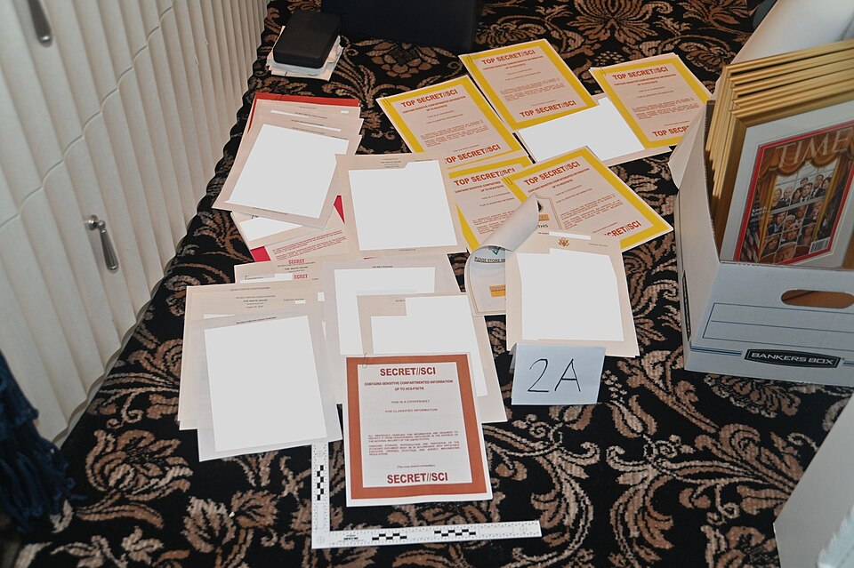 Documents laid out with numbered markers